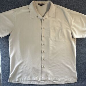 HARRINGTON Men’s Button Up Shirt Size 2XL Tan Work Shirt Pocket Short Sleeve